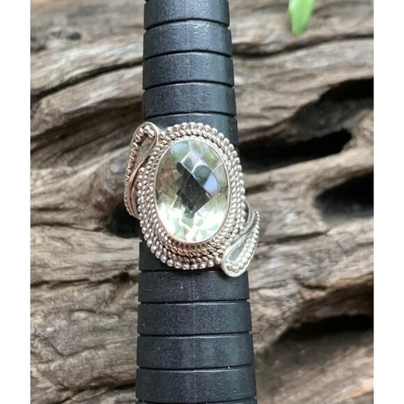 Sterling Silver and Prasiolite Ring Made in India Size 7 - Picture 1 of 5